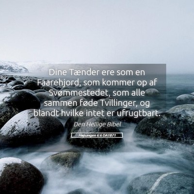 Picture 05 - Højsangen 6:6 DA1871 - Dine Tænder ere som en Faarehjord, som kommer op - Bible Verse Picture