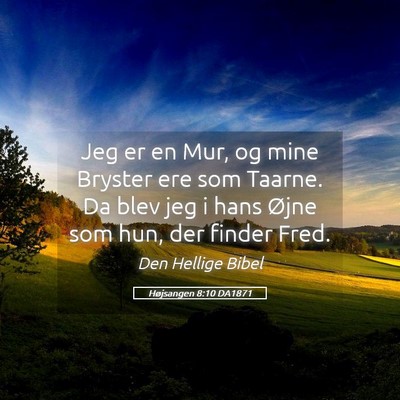 Picture 05 - Højsangen 8:10 DA1871 - Jeg er en Mur, og mine Bryster ere som Taarne. Da - Bible Verse Picture