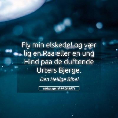 Picture 05 - Højsangen 8:14 DA1871 - Fly min elskede! og vær lig en Raa eller en ung - Bible Verse Picture