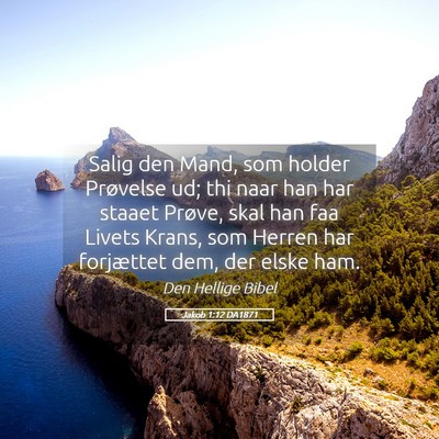 Picture 05 - Jakob 1:12 DA1871 - Salig den Mand, som holder Prøvelse ud; thi naar - Bible Verse Picture