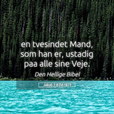 Picture 05 - Jakob 1:8 DA1871 - en tvesindet Mand, som han er, ustadig paa alle - Bible Verse Picture