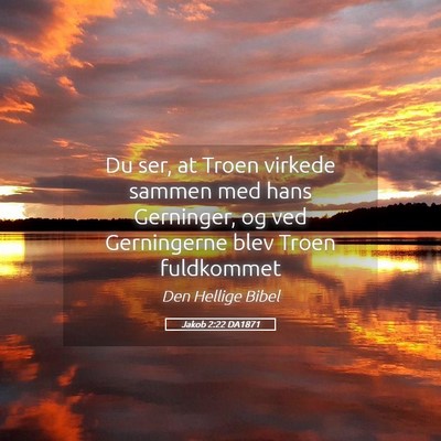 Picture 05 - Jakob 2:22 DA1871 - Du ser, at Troen virkede sammen med hans - Bible Verse Picture
