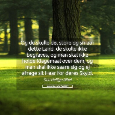 Picture 05 - Jeremias 16:6 DA1871 - Og de skulle dø, store og smaa i dette Land, de - Bible Verse Picture