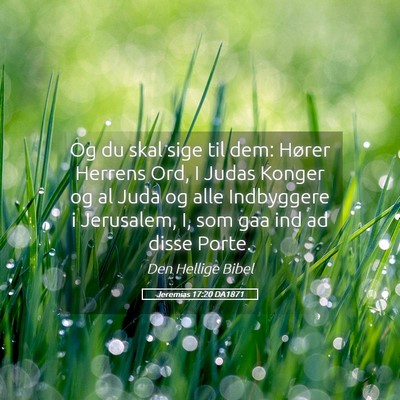 Picture 05 - Jeremias 17:20 DA1871 - Og du skal sige til dem: Hører Herrens Ord, I - Bible Verse Picture