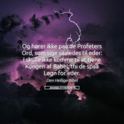 Picture 05 - Jeremias 27:14 DA1871 - Og hører ikke paa de Profeters Ord, som sige - Bible Verse Picture