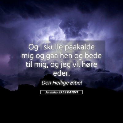 Picture 05 - Jeremias 29:12 DA1871 - Og I skulle paakalde mig og gaa hen og bede til - Bible Verse Picture