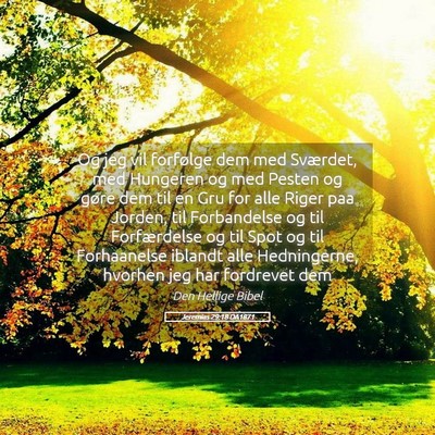 Picture 05 - Jeremias 29:18 DA1871 - Og jeg vil forfølge dem med Sværdet, med - Bible Verse Picture