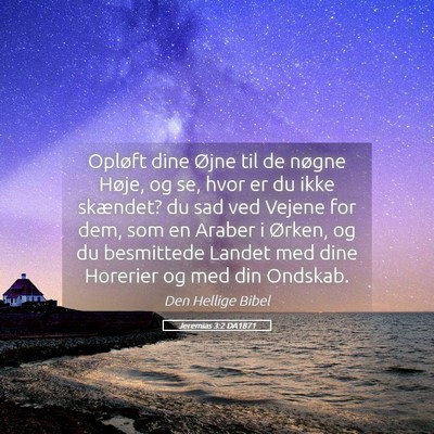 Picture 05 - Jeremias 3:2 DA1871 - Opløft dine Øjne til de nøgne Høje, og se, - Bible Verse Picture