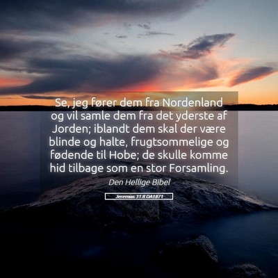 Picture 05 - Jeremias 31:8 DA1871 - Se, jeg fører dem fra Nordenland og vil samle - Bible Verse Picture