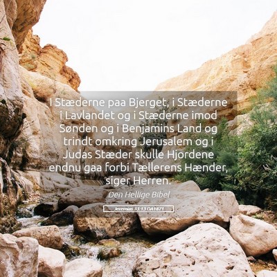 Picture 05 - Jeremias 33:13 DA1871 - I Stæderne paa Bjerget, i Stæderne i Lavlandet - Bible Verse Picture