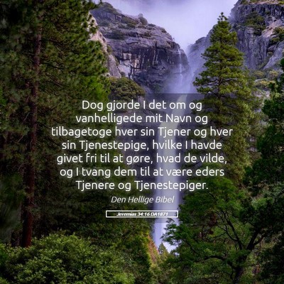Picture 05 - Jeremias 34:16 DA1871 - Dog gjorde I det om og vanhelligede mit Navn og - Bible Verse Picture