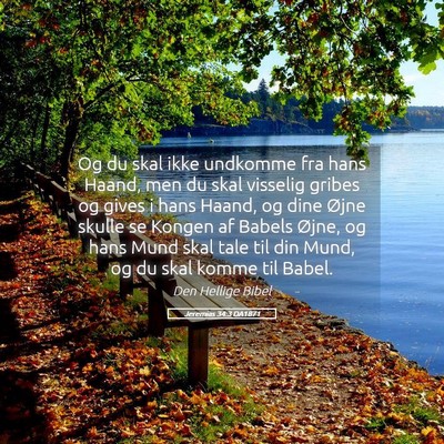 Picture 05 - Jeremias 34:3 DA1871 - Og du skal ikke undkomme fra hans Haand, men du - Bible Verse Picture