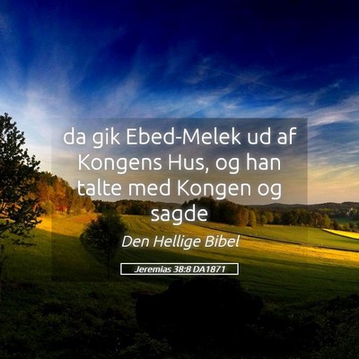 Picture 05 - Jeremias 38:8 DA1871 - da gik Ebed-Melek ud af Kongens Hus, og han talte - Bible Verse Picture