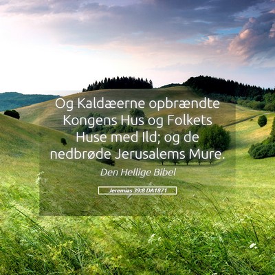 Picture 05 - Jeremias 39:8 DA1871 - Og Kaldæerne opbrændte Kongens Hus og Folkets - Bible Verse Picture