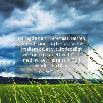 Picture 05 - Jeremias 42:5 DA1871 - Da sagde de til Jeremias: Herren være et sandt - Bible Verse Picture