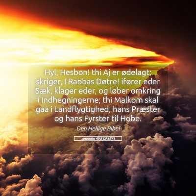 Picture 05 - Jeremias 49:3 DA1871 - Hyl, Hesbon! thi Aj er ødelagt; skriger, I - Bible Verse Picture