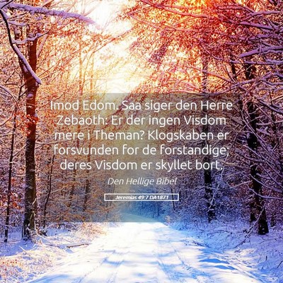 Picture 05 - Jeremias 49:7 DA1871 - Imod Edom. Saa siger den Herre Zebaoth: Er der - Bible Verse Picture