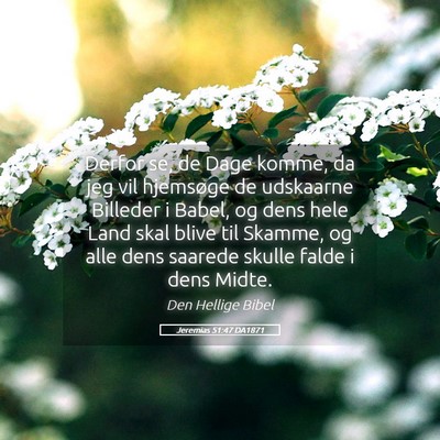 Picture 05 - Jeremias 51:47 DA1871 - Derfor se, de Dage komme, da jeg vil hjemsøge de - Bible Verse Picture
