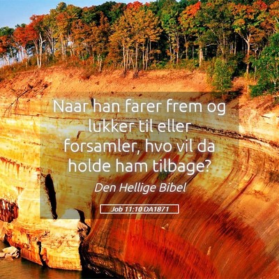 Picture 05 - Job 11:10 DA1871 - Naar han farer frem og lukker til eller - Bible Verse Picture