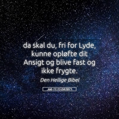 Picture 05 - Job 11:15 DA1871 - da skal du, fri for Lyde, kunne opløfte dit - Bible Verse Picture
