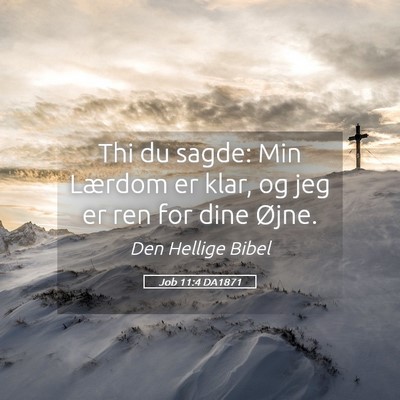 Picture 05 - Job 11:4 DA1871 - Thi du sagde: Min Lærdom er klar, og jeg er ren - Bible Verse Picture