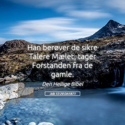 Picture 05 - Job 12:20 DA1871 - Han berøver de sikre Talere Mælet, tager - Bible Verse Picture