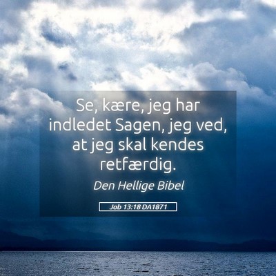 Picture 05 - Job 13:18 DA1871 - Se, kære, jeg har indledet Sagen, jeg ved, at - Bible Verse Picture