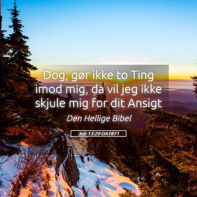 Picture 05 - Job 13:20 DA1871 - Dog, gør ikke to Ting imod mig, da vil jeg ikke - Bible Verse Picture