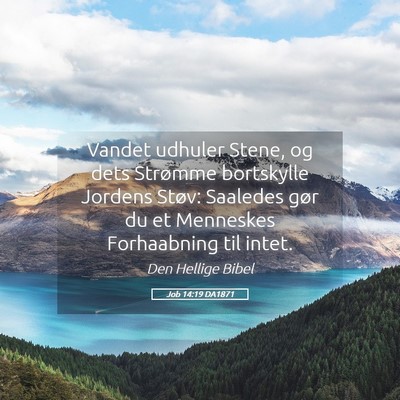 Picture 05 - Job 14:19 DA1871 - Vandet udhuler Stene, og dets Strømme bortskylle - Bible Verse Picture