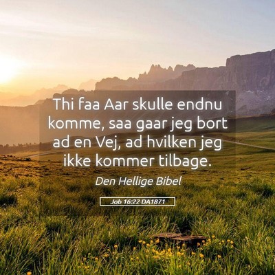 Picture 05 - Job 16:22 DA1871 - Thi faa Aar skulle endnu komme, saa gaar jeg bort - Bible Verse Picture