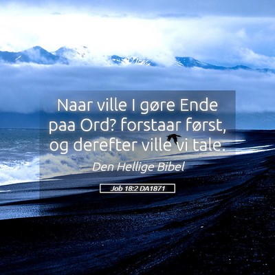 Picture 05 - Job 18:2 DA1871 - Naar ville I gøre Ende paa Ord? forstaar først, - Bible Verse Picture