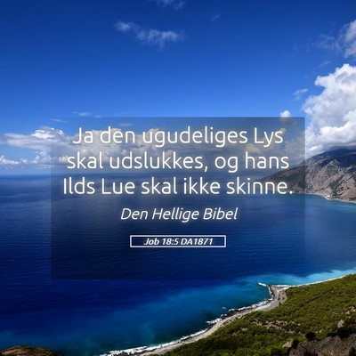Picture 05 - Job 18:5 DA1871 - Ja den ugudeliges Lys skal udslukkes, og hans - Bible Verse Picture
