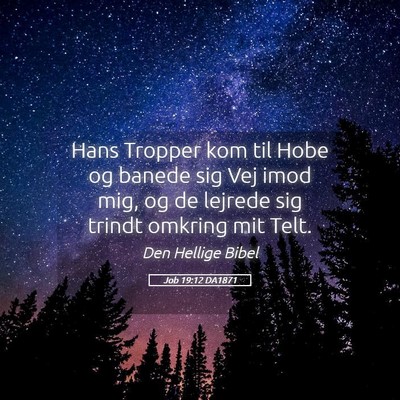Picture 05 - Job 19:12 DA1871 - Hans Tropper kom til Hobe og banede sig Vej imod - Bible Verse Picture