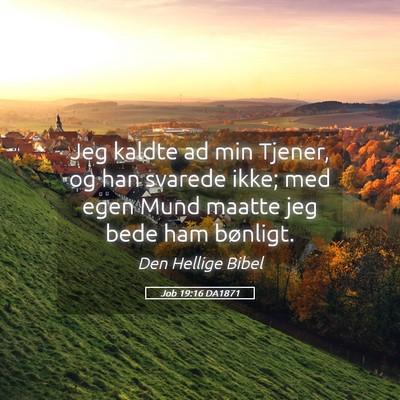 Picture 05 - Job 19:16 DA1871 - Jeg kaldte ad min Tjener, og han svarede ikke; - Bible Verse Picture