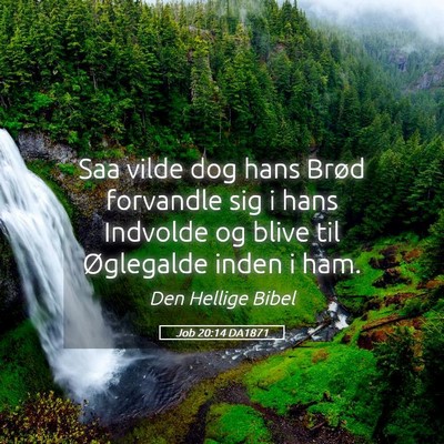 Picture 05 - Job 20:14 DA1871 - Saa vilde dog hans Brød forvandle sig i hans - Bible Verse Picture