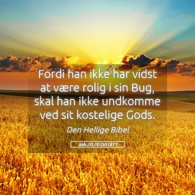 Picture 05 - Job 20:20 DA1871 - Fordi han ikke har vidst at være rolig i sin - Bible Verse Picture