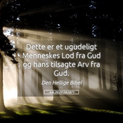 Picture 05 - Job 20:29 DA1871 - Dette er et ugudeligt Menneskes Lod fra Gud og - Bible Verse Picture