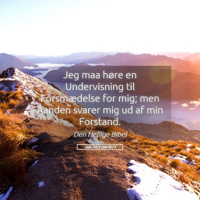Picture 05 - Job 20:3 DA1871 - Jeg maa høre en Undervisning til Forsmædelse - Bible Verse Picture