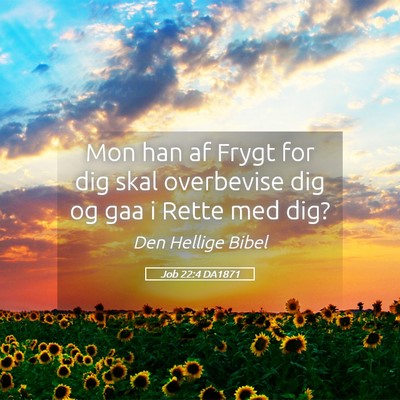 Picture 05 - Job 22:4 DA1871 - Mon han af Frygt for dig skal overbevise dig og - Bible Verse Picture