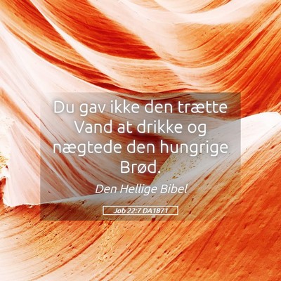 Picture 05 - Job 22:7 DA1871 - Du gav ikke den trætte Vand at drikke og - Bible Verse Picture