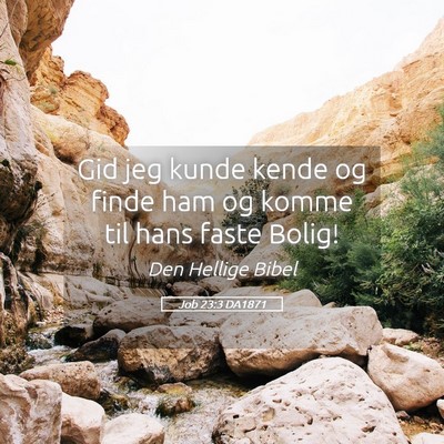 Picture 05 - Job 23:3 DA1871 - Gid jeg kunde kende og finde ham og komme til - Bible Verse Picture