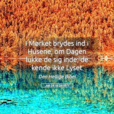 Picture 05 - Job 24:16 DA1871 - I Mørket brydes ind i Husene, om Dagen lukke de - Bible Verse Picture