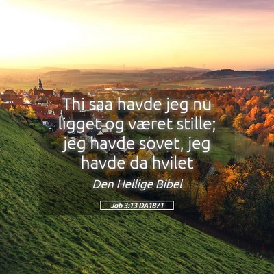 Picture 05 - Job 3:13 DA1871 - Thi saa havde jeg nu ligget og været stille; jeg - Bible Verse Picture