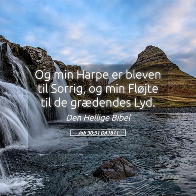 Picture 05 - Job 30:31 DA1871 - Og min Harpe er bleven til Sorrig, og min Fløjte - Bible Verse Picture