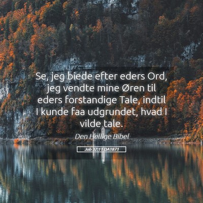 Picture 05 - Job 32:11 DA1871 - Se, jeg biede efter eders Ord, jeg vendte mine - Bible Verse Picture