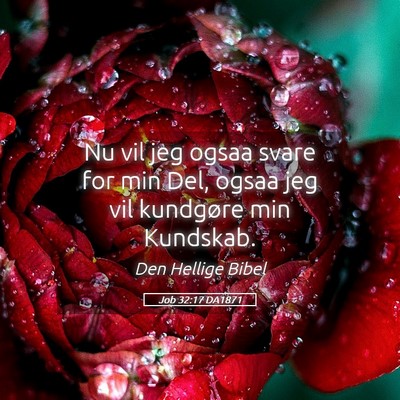 Picture 05 - Job 32:17 DA1871 - Nu vil jeg ogsaa svare for min Del, ogsaa jeg vil - Bible Verse Picture
