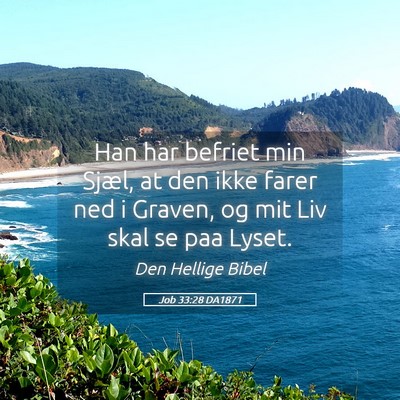 Picture 05 - Job 33:28 DA1871 - Han har befriet min Sjæl, at den ikke farer ned - Bible Verse Picture