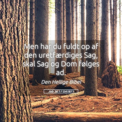 Picture 05 - Job 36:17 DA1871 - Men har du fuldt op af den uretfærdiges Sag, - Bible Verse Picture