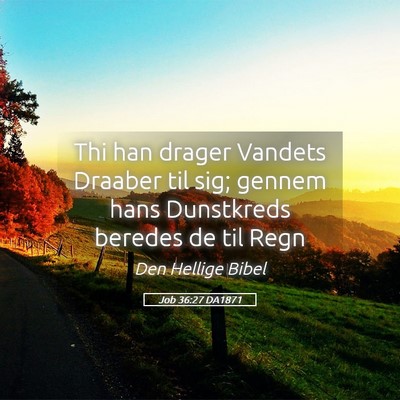 Picture 05 - Job 36:27 DA1871 - Thi han drager Vandets Draaber til sig; gennem - Bible Verse Picture