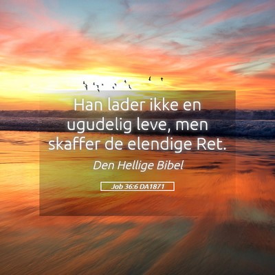Picture 05 - Job 36:6 DA1871 - Han lader ikke en ugudelig leve, men skaffer de - Bible Verse Picture
